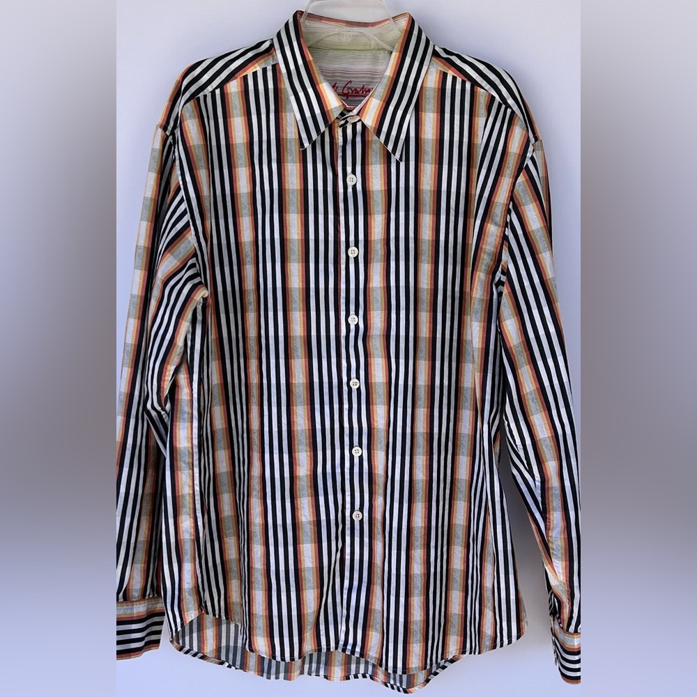 Robert‎ Graham Men’s Button Up Shirt Cotton Multicolor Stripes Size 2XL